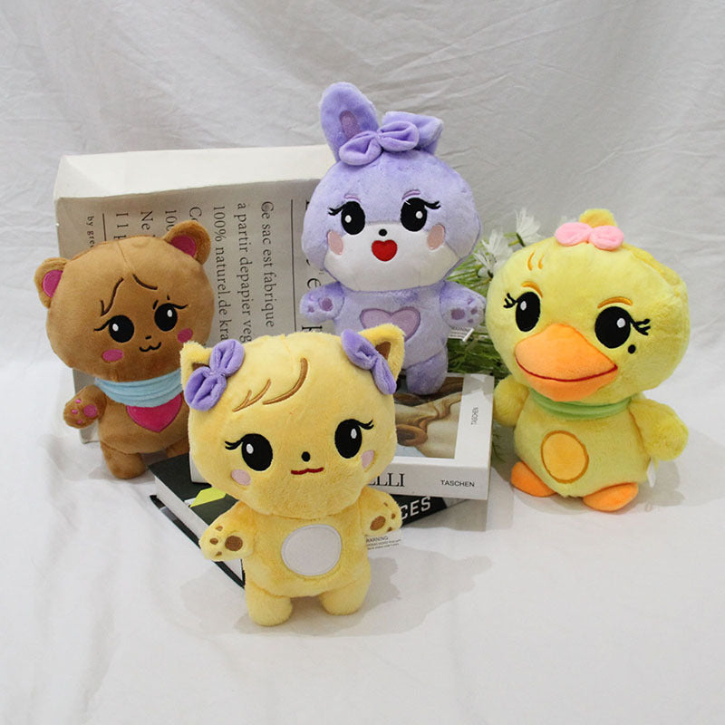Dulces Muñecos de Peluche Pato Amarillo y Conejo Púrpura