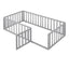 Twin Size Wood Daybed Frame with Fence - Gray