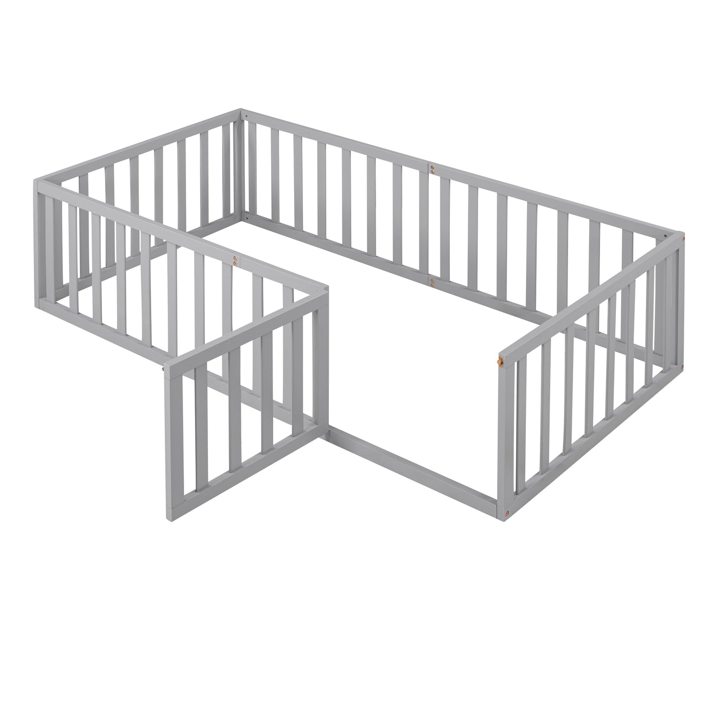 Twin Size Wood Daybed Frame with Fence - Gray