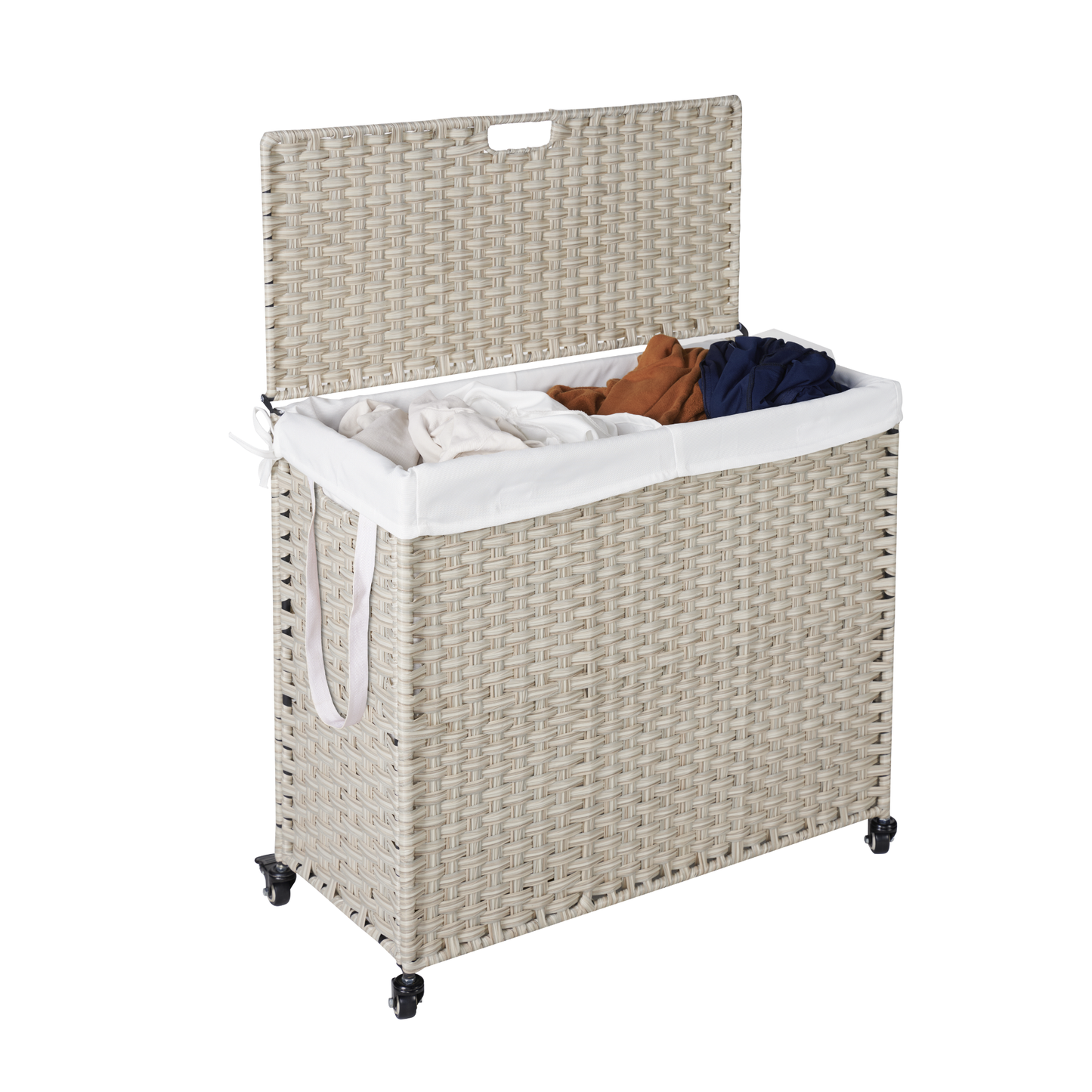 Premium Laundry Hamper with Lid and Wheels - 160L Grey