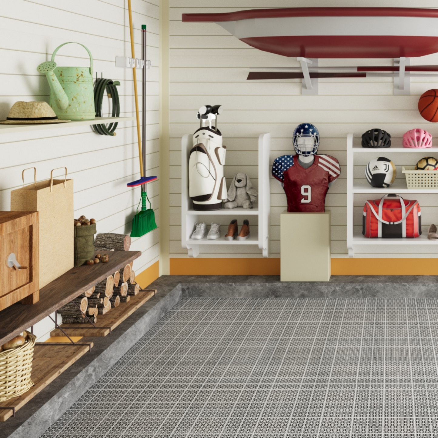 12 x 12 inch gray interlocking deck tiles, plastic waterproof, weighing up to 6613 pounds, with a rose pattern pack of 12 - Korvel