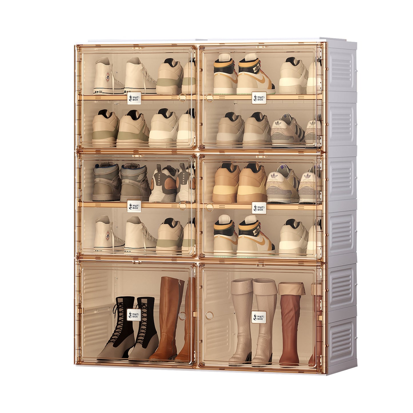 Portable Shoe cabinet Living Room,Stackable Storage Organizer Cabinet with Doors and Shelves,Shoe Box for Closet - Korvel