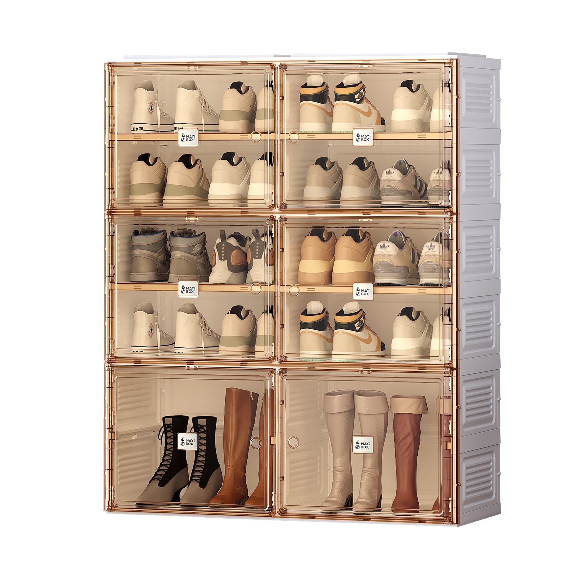 Portable Shoe cabinet Living Room,Stackable Storage Organizer Cabinet with Doors and Shelves,Shoe Box for Closet - Korvel