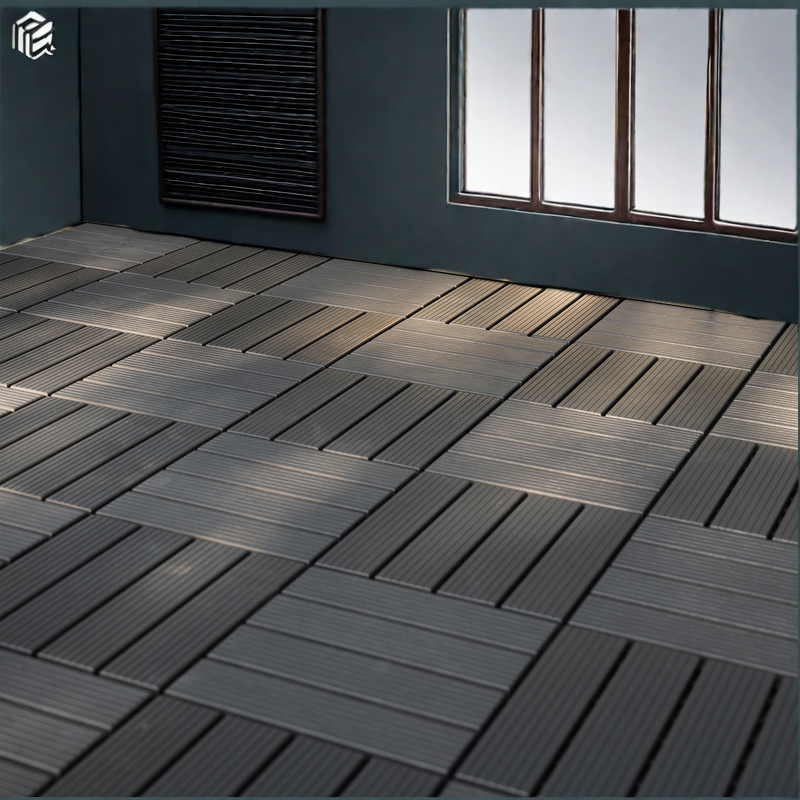 44 pieces of 12x12 square waterproof outdoor terrace tiles - interlocked, all-weather, anti slip, easy to assemble - Korvel
