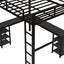 Cama loft de metal negro premium con escritorio y estantes