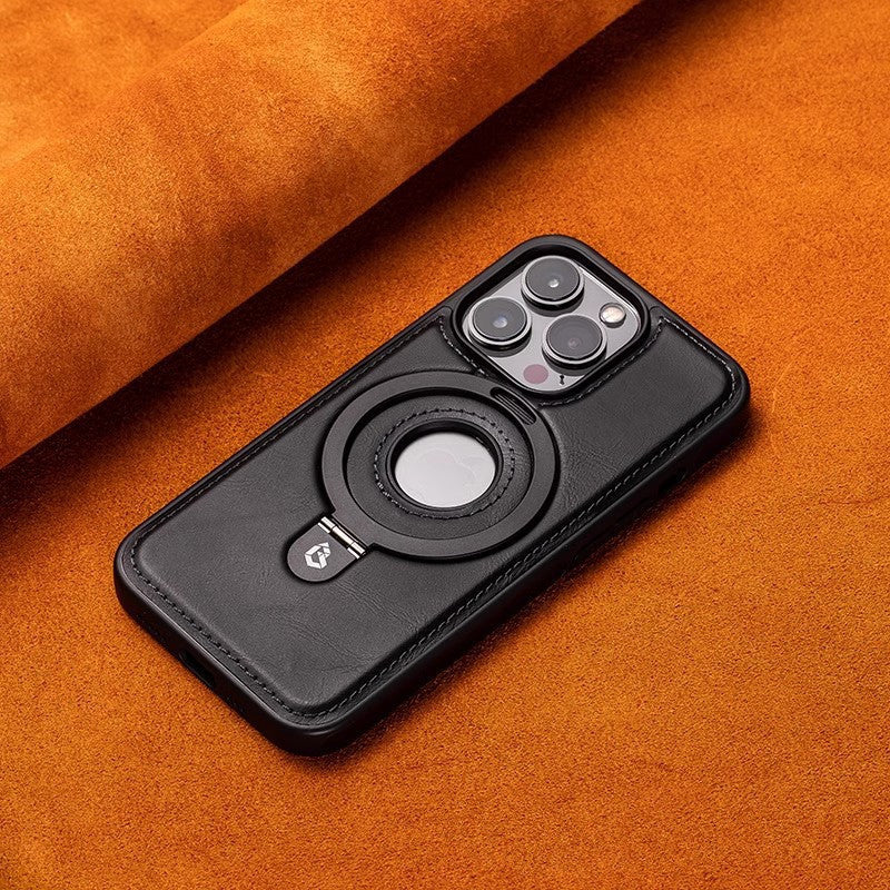 Suitable for Apple 16Promax phone case leather magnetic bracket iPhone 15 anti drop protective case - Korvel