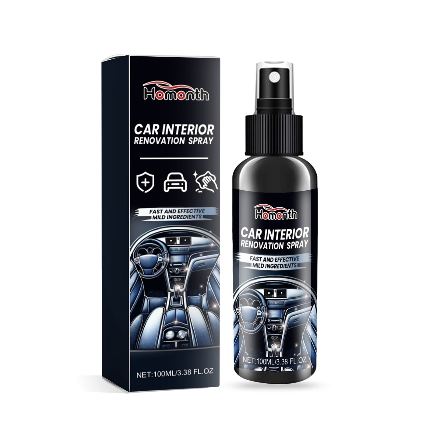 Car Interior Renovation Spray, Seat Interior Instrument Panel Cleaning Decontamination Maintenance Refurbishing Care Agent - Korvel