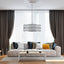 Modern crystal drum pendant light, 6-light pendant light, with silver metal frame (excluding light bulb) - Korvel