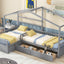 Twin Size House Platform Bed with Three Storage Drawers Gray - Korvel