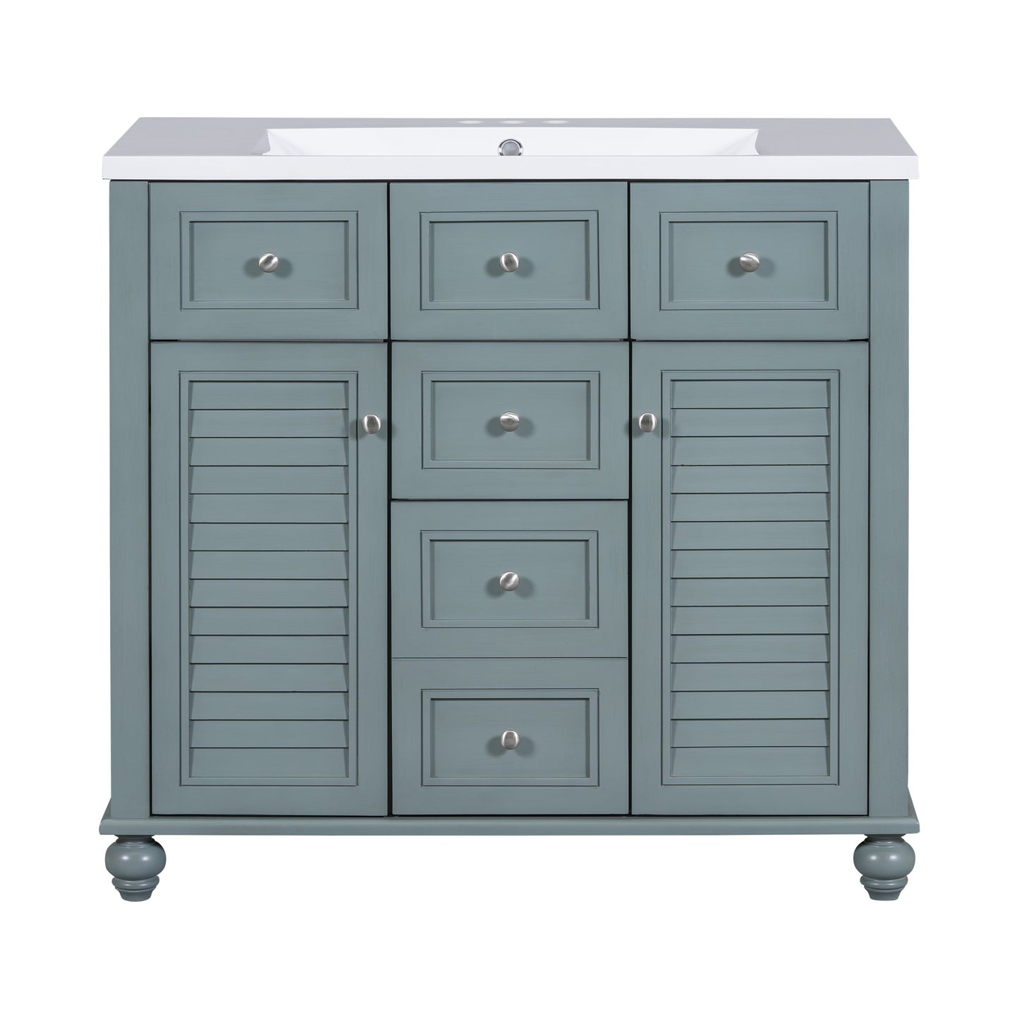 36 inch modern mirror cabinet with adjustable shelves, 2 soft closing doors, and 6 drawer storage cabinet door organizers - Korvel