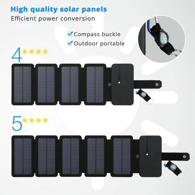Lerranc Portable Folding Solar Charger - 10W Power Bank