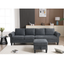 Convertible Sectional Sofa with Storage,L-shaped sofa Modern Linen Fabric Sectional Couches for Living Room,Gray - Korvel