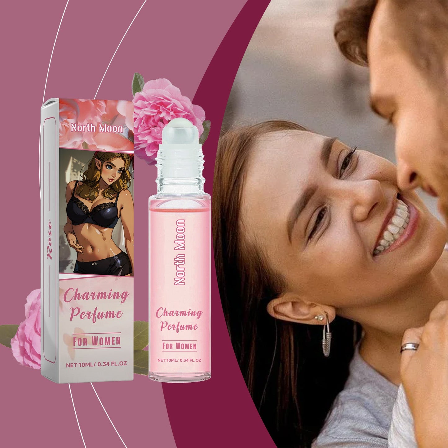 Rose Pheromone Roll-On Perfume for Women - Portable Fragrance