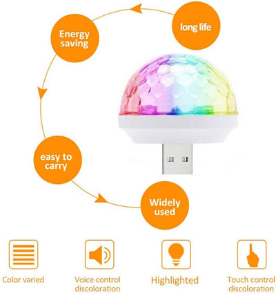 Mini USB Colorful Atmosphere Light Car USB Party Light DJ LED RGB Interior Lamp Club Disco Magic Stage Effect Portable Lights - Korvel