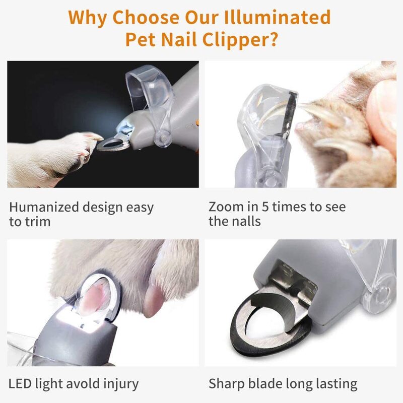 Professional LED - lit pet nail clippers for cats and dogs. Toe - claw cutting tool, pet supplies. - Korvel