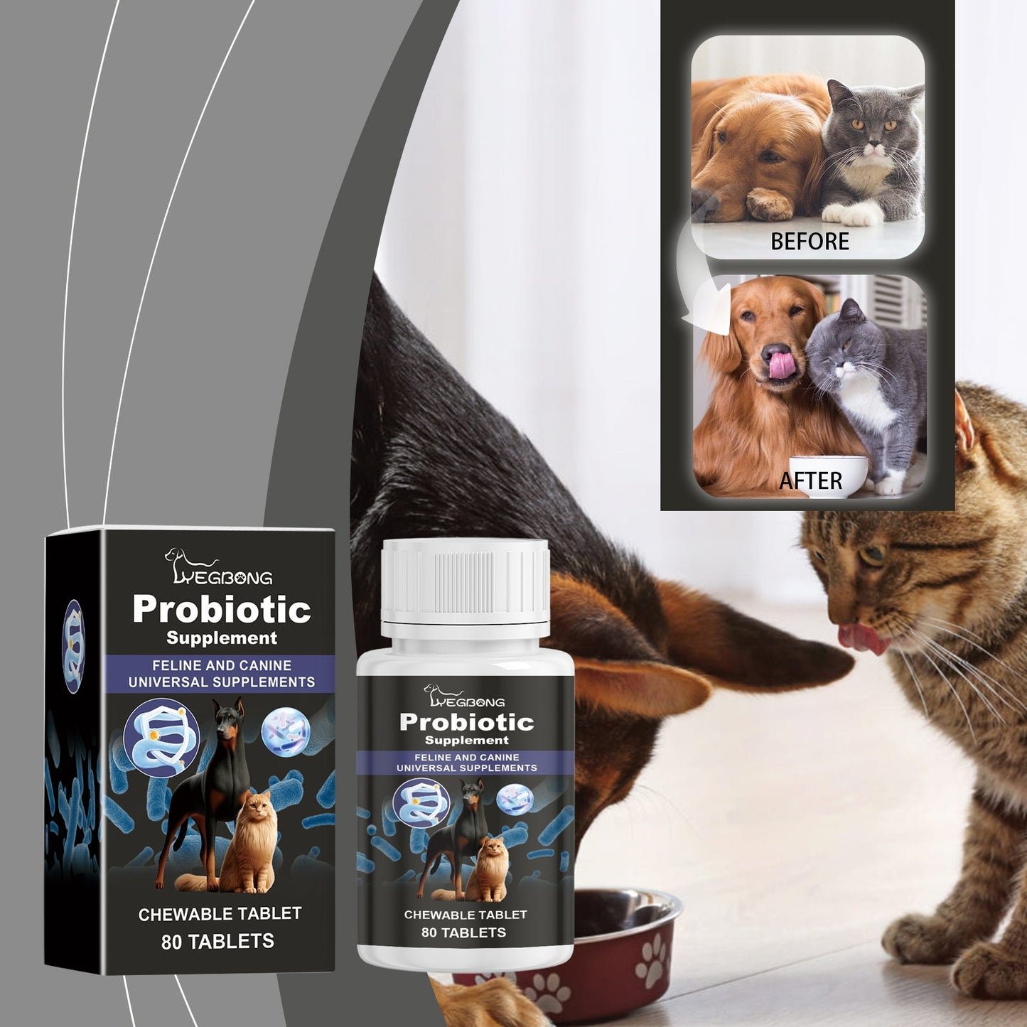 Cats And Dogs General Compound Probiotic Tablets, Pets Absorb Nutrition Supplement Tablets Dog And Cat Nutrition - Korvel