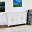 Sideboard Buffet cabinet with 4 doors and removable shelves, for living room, dining room, ivory white - Korvel