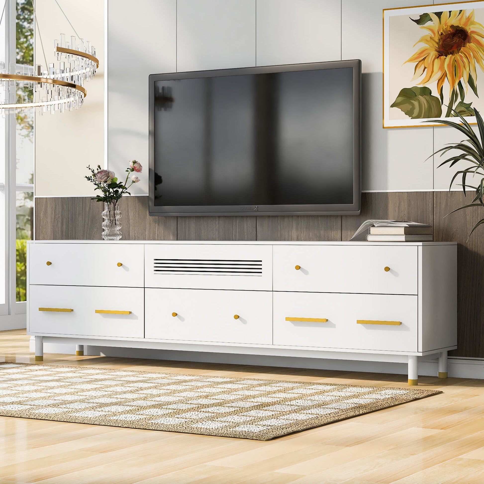 U-Can TV Stand for 75+ Inch TV Entertainment Center TV Media Console Table Modern TV Stand - Korvel