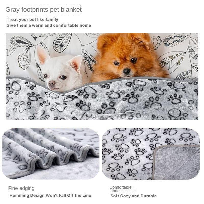 Pet Blanket Warm Cut Flower Footprint Cover Blanket Cat Dog Mat Fleece Embossed Pet Blanket - Korvel