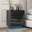 Nightstand with 3 Storage Drawers,Led Lights, End Table for Bedroom Furniture - Korvel