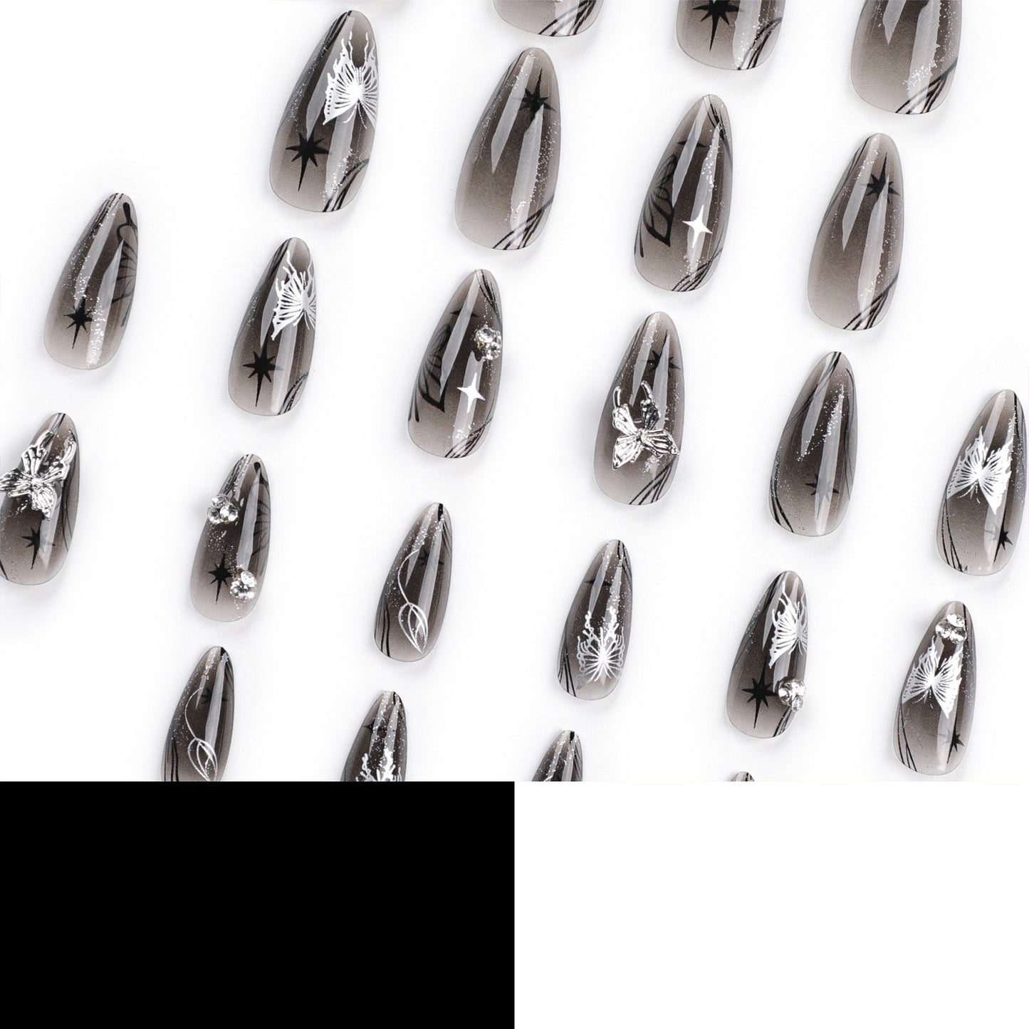 Bow wear manicure long almond nails fake nails - Korvel