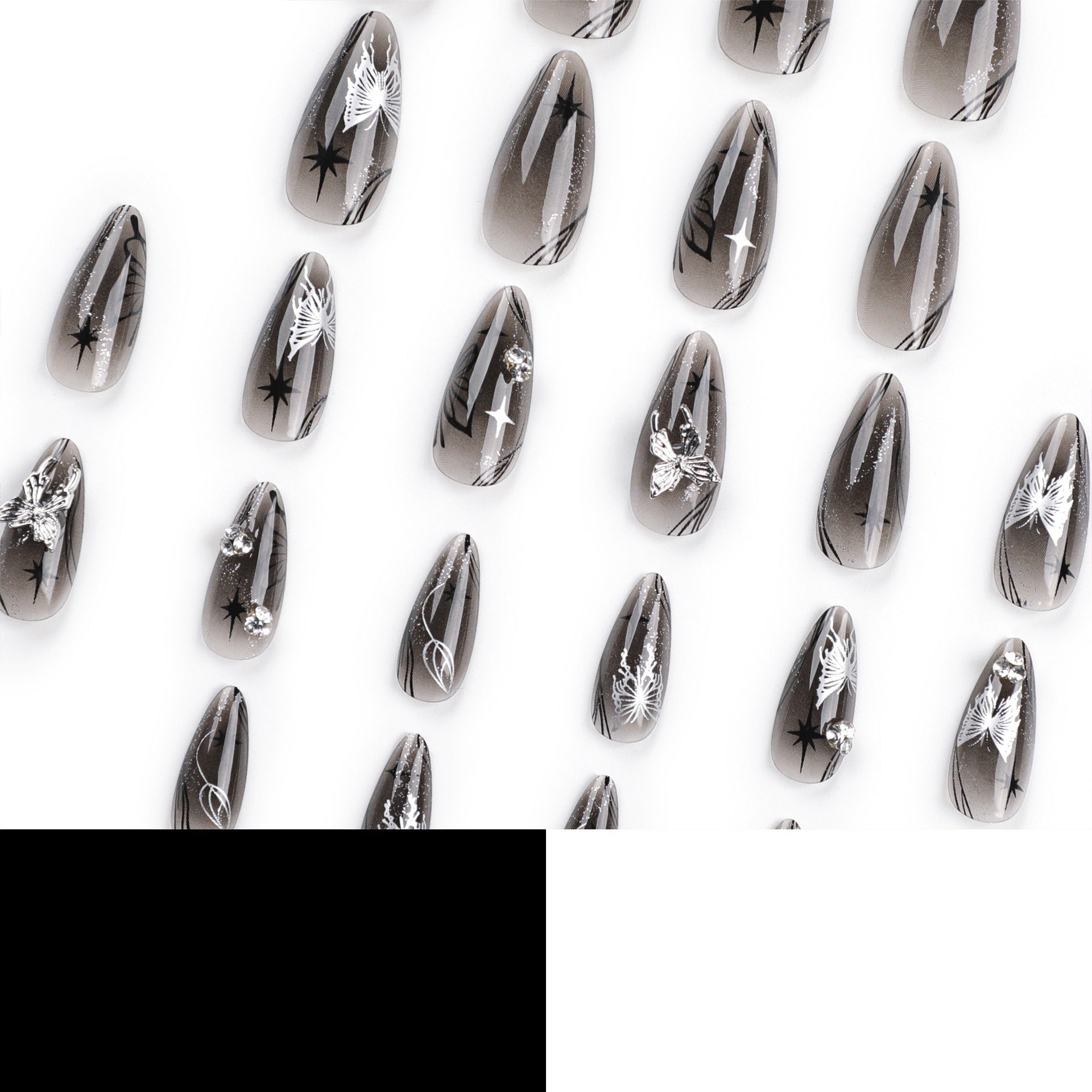 Bow wear manicure long almond nails fake nails - Korvel