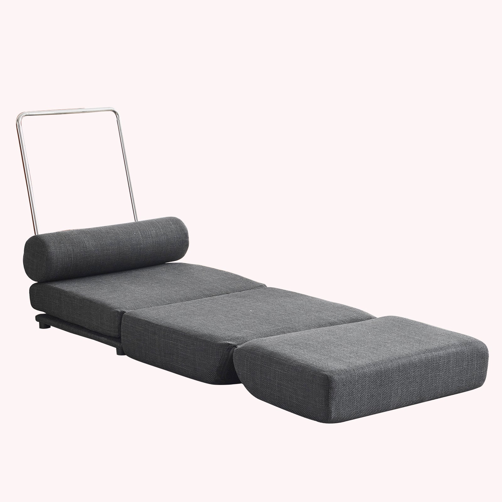 Single Sofa Chair Foldable Single Sofa Bed with Pillow,Portable Foldable Sofa Bed,Leisure Sofa Chair,Easy to Store, Dark Grey - Korvel