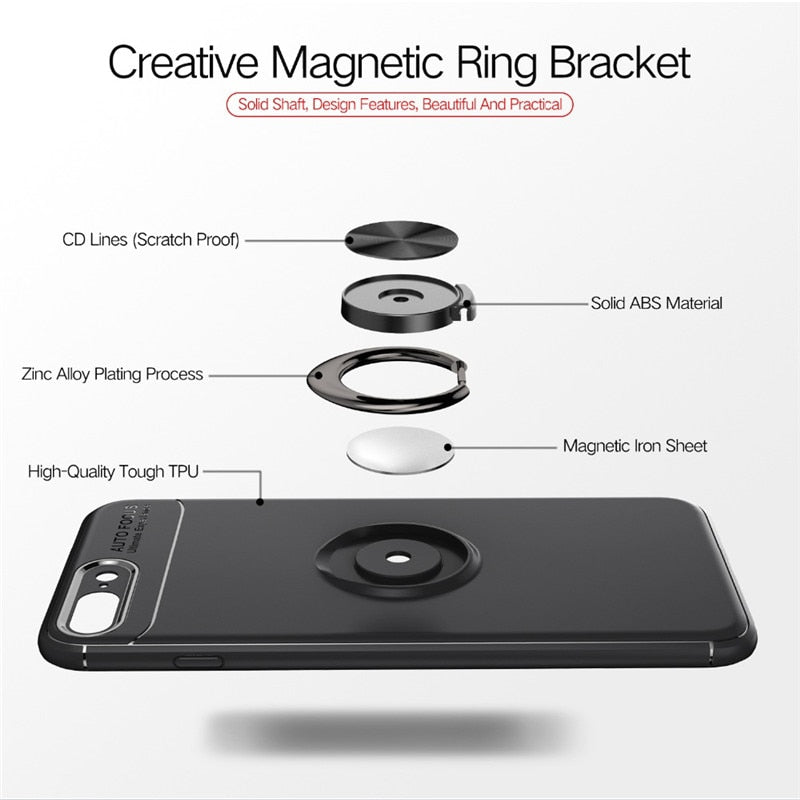 Coque de téléphone en silicone ultra mince avec anneau magnétique pour iPhone
