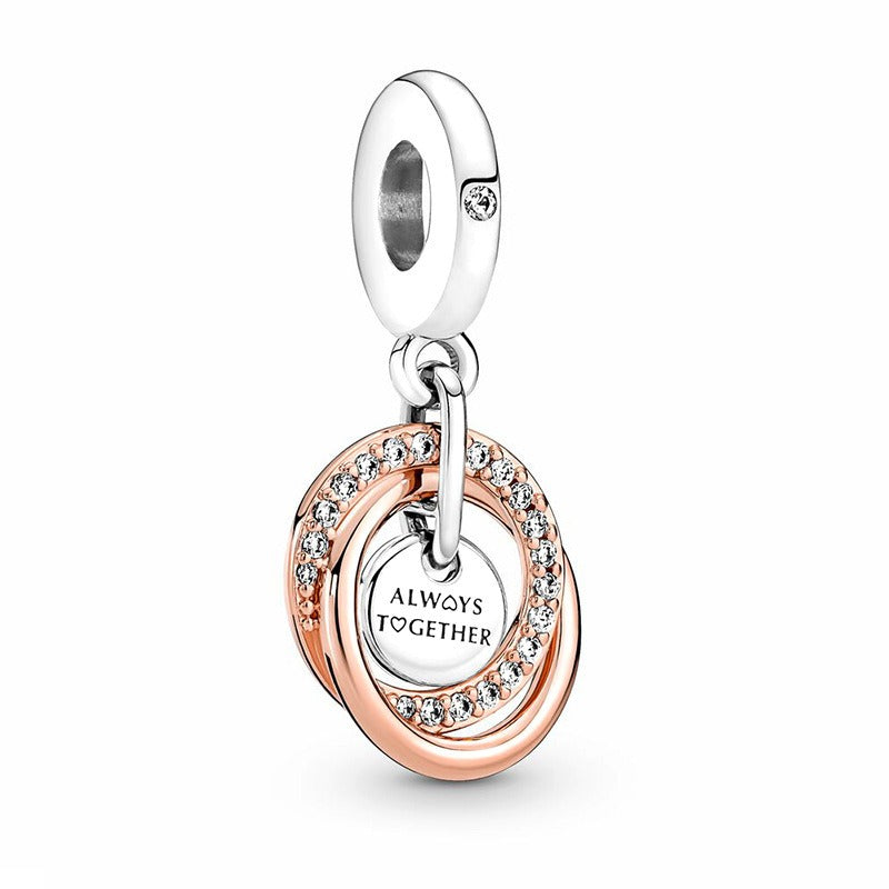 S925 sterling silver eternal confession double surround heart small motorcycle DIY accessories - Korvel