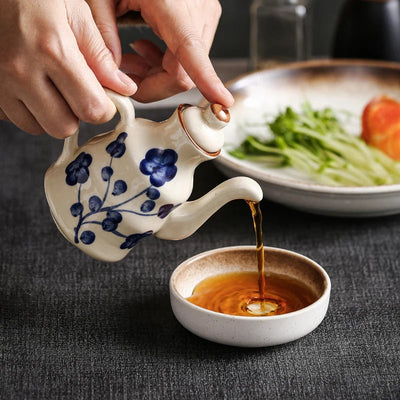 Ceramic Blue and White Kuibai Oil and Vinegar Dispenser