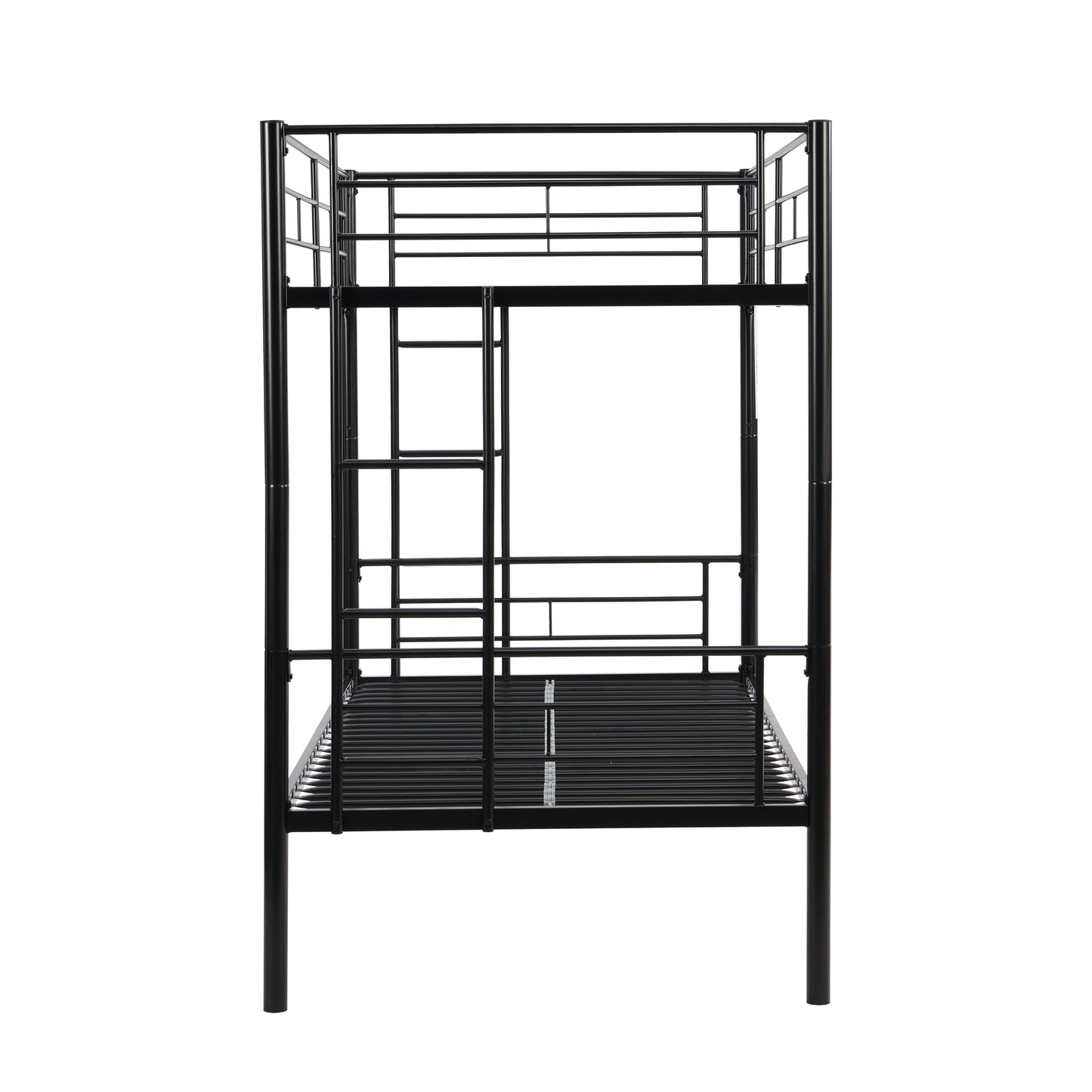 Premium Bunk Bed with Dual Ladders and Guardrail - Black
