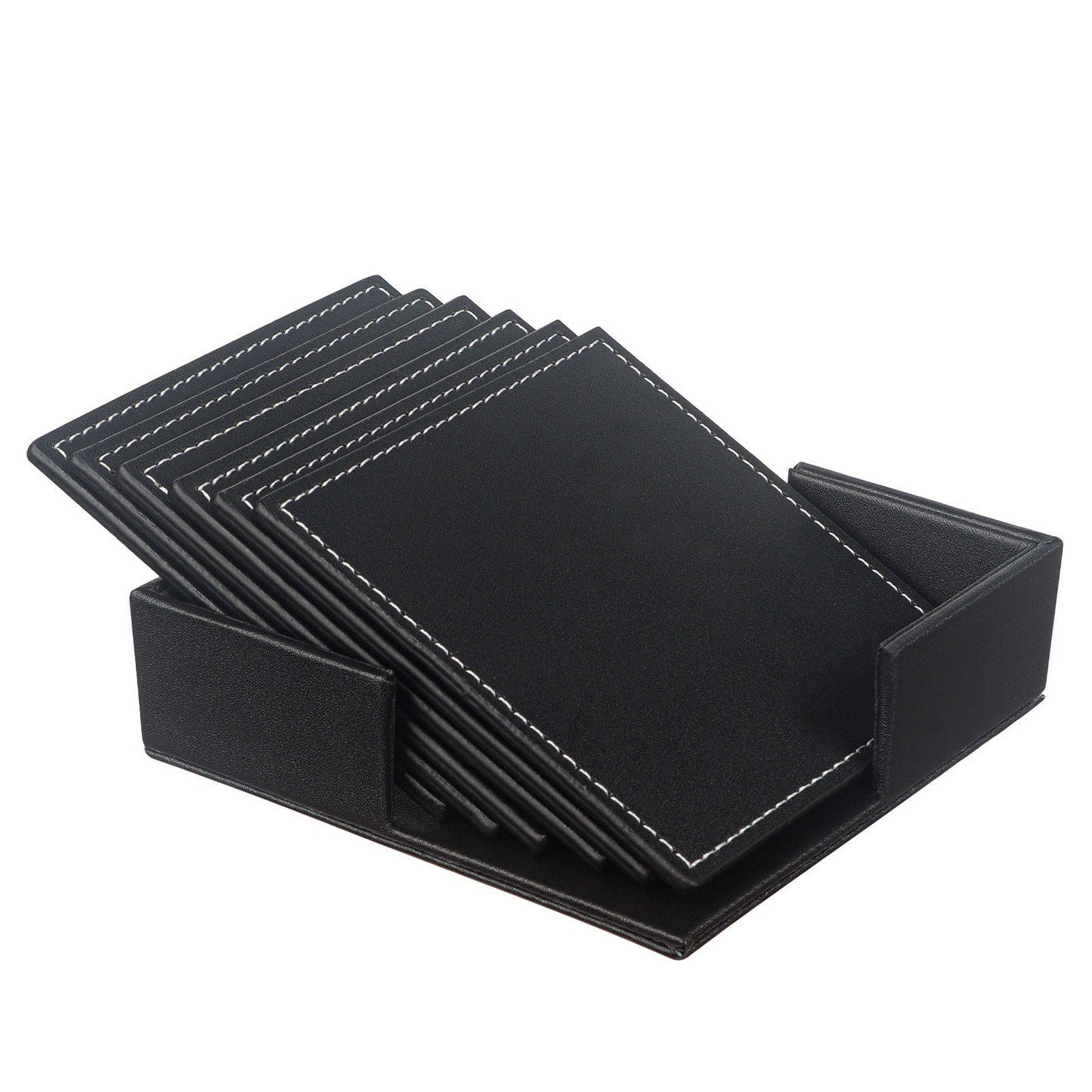 Creative PU leather coaster Exquisite insulated tea water cushion Square leather coaster - Korvel