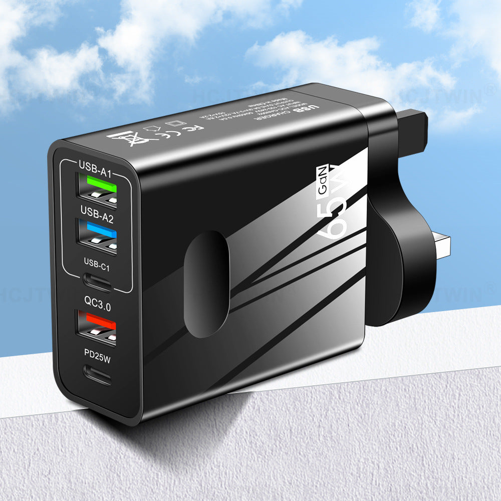 3.1A standard 65W fast charging mobile phone charger type-c PD+3USB multi port travel charging head - Korvel