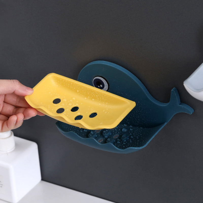 Whale Shape Free Punch Soap Rack Bathroom Drain Soap Box Toilet Soap Rack Wall-Mounted Rack - Korvel