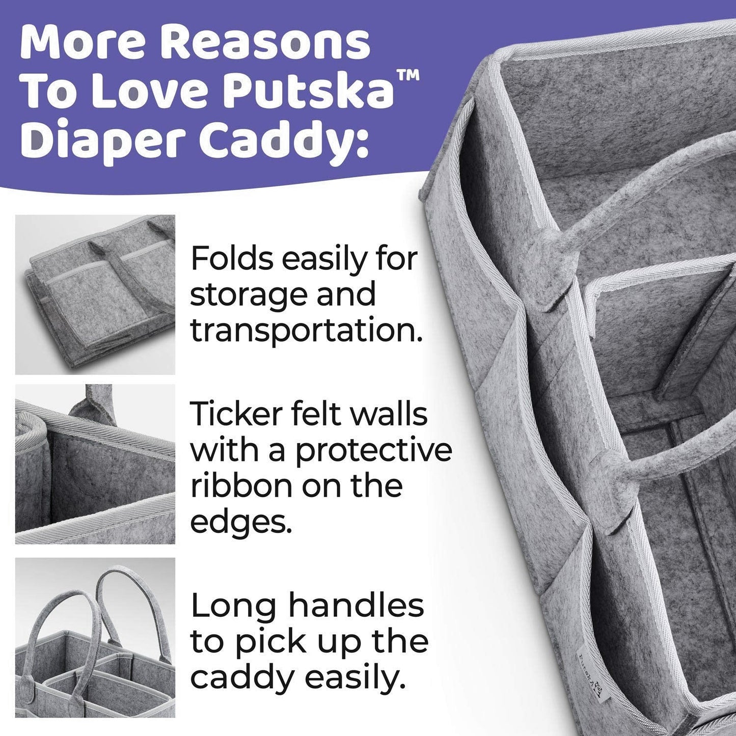 Baby Diaper Caddy Organizer Portable Holder Bag for Changing Table and Car, Nursery Essentials Storage bins 38*23*18cm - Korvel