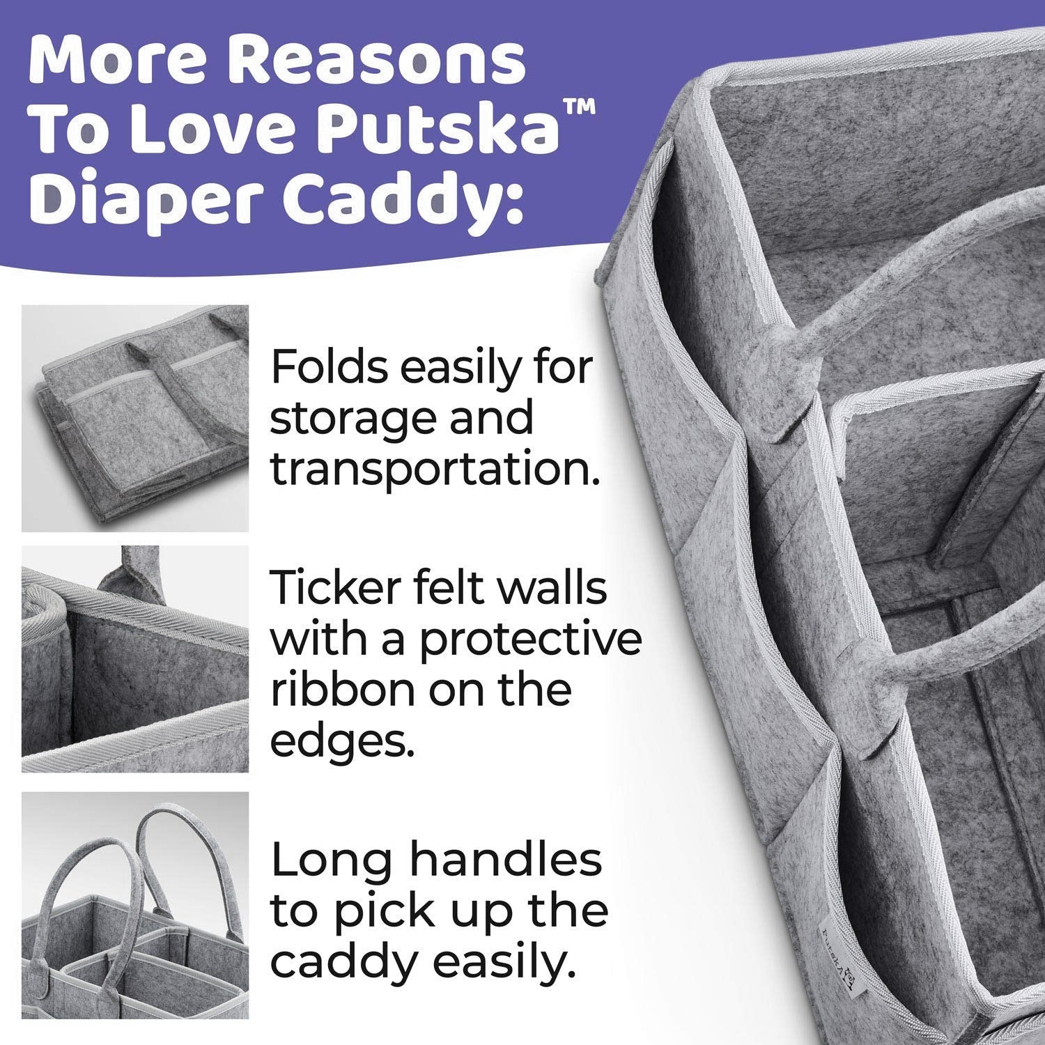 Baby Diaper Caddy Organizer Portable Holder Bag for Changing Table and Car, Nursery Essentials Storage bins 38*23*18cm - Korvel