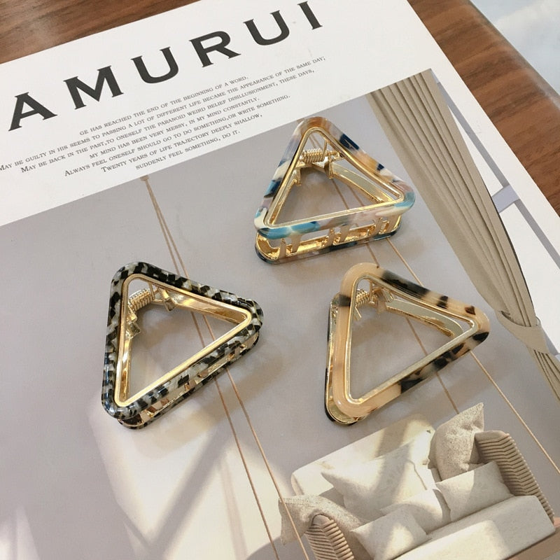 Chic Geometric Acetate Hair Claw Clamps Metal Hair Crab Women Girls Hair Clip Leopard Hairpin Hair Crab Hair Accessories - Korvel