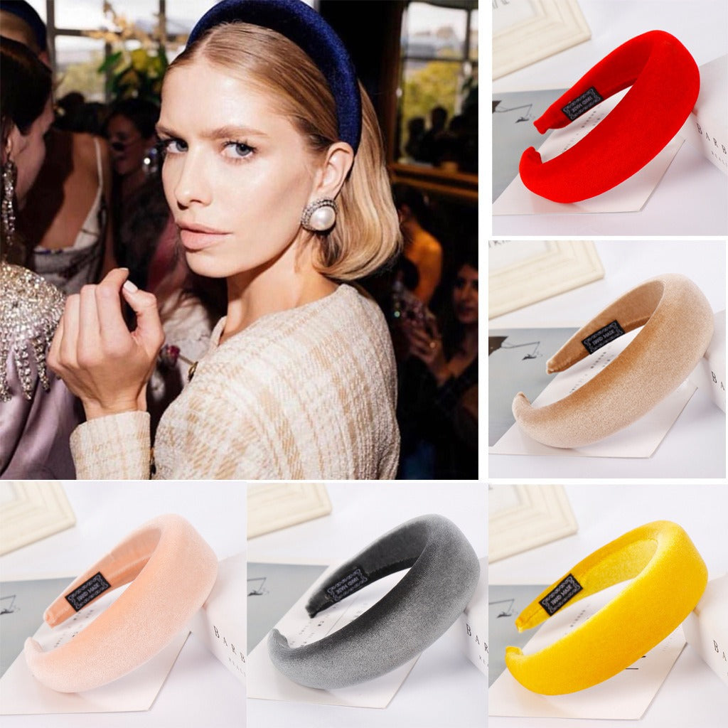 Wide edge velvet sponge hair clip for women's head clip high skull top hair clip - Korvel