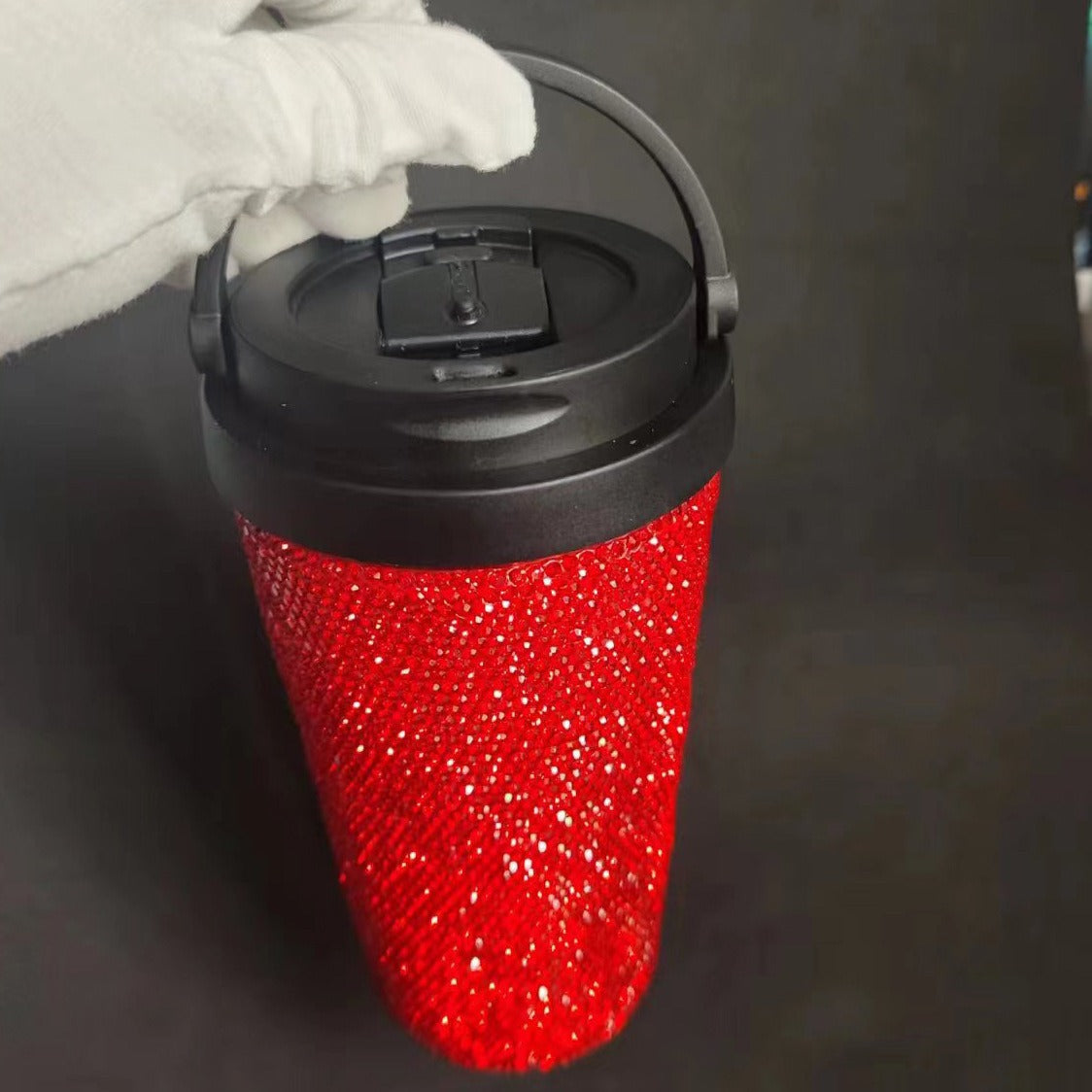 Diamond inlaid vacuum stainless steel coffee cup creative handle insulated cup vacuum portable car cup - Korvel