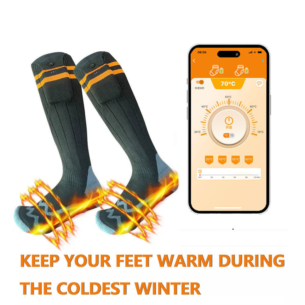 Bluetooth app electric socks electric heating warm socks outdoor skiing socks electric heating socks - Korvel