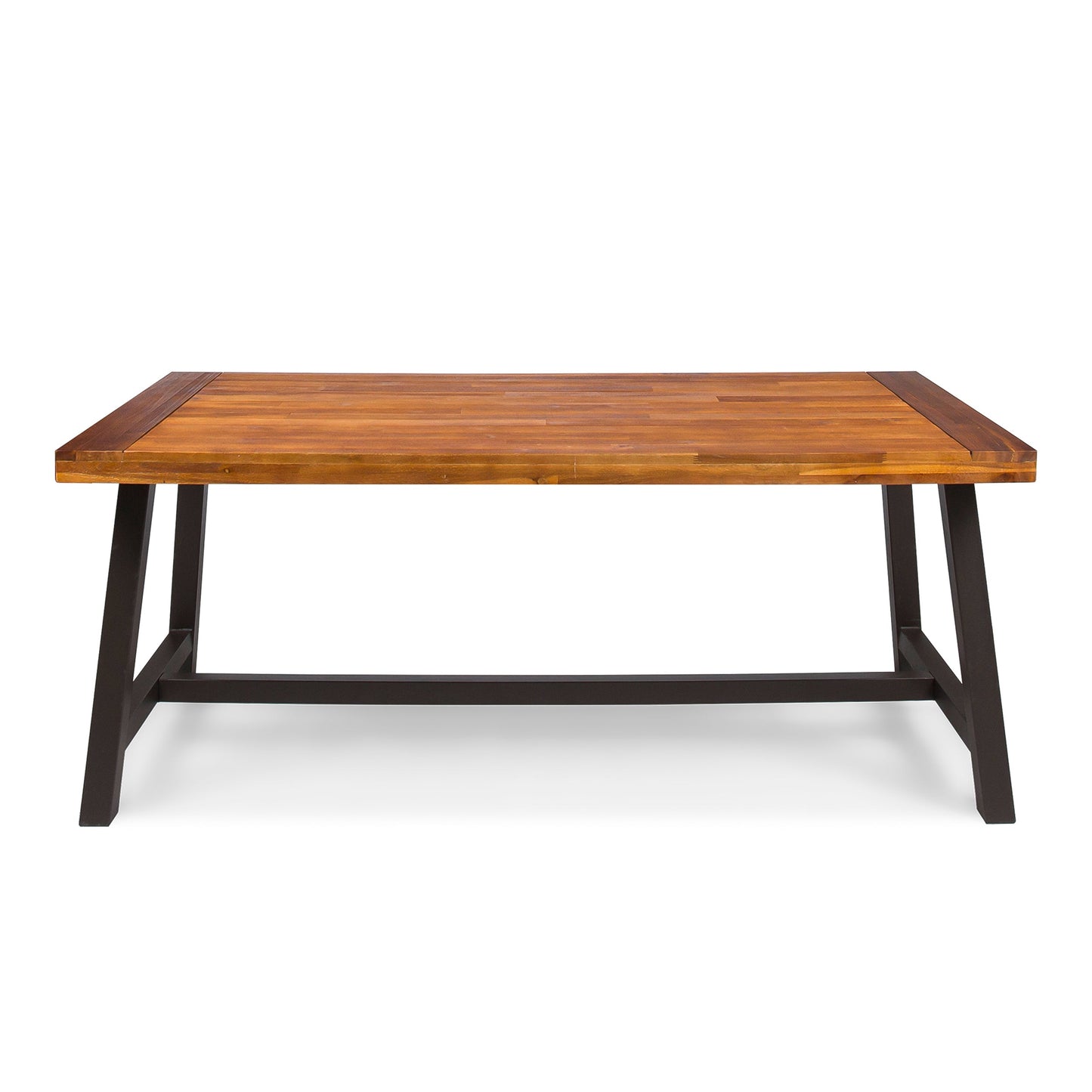 Carlie Outdoor Dining Table with Rustic Metal Legs