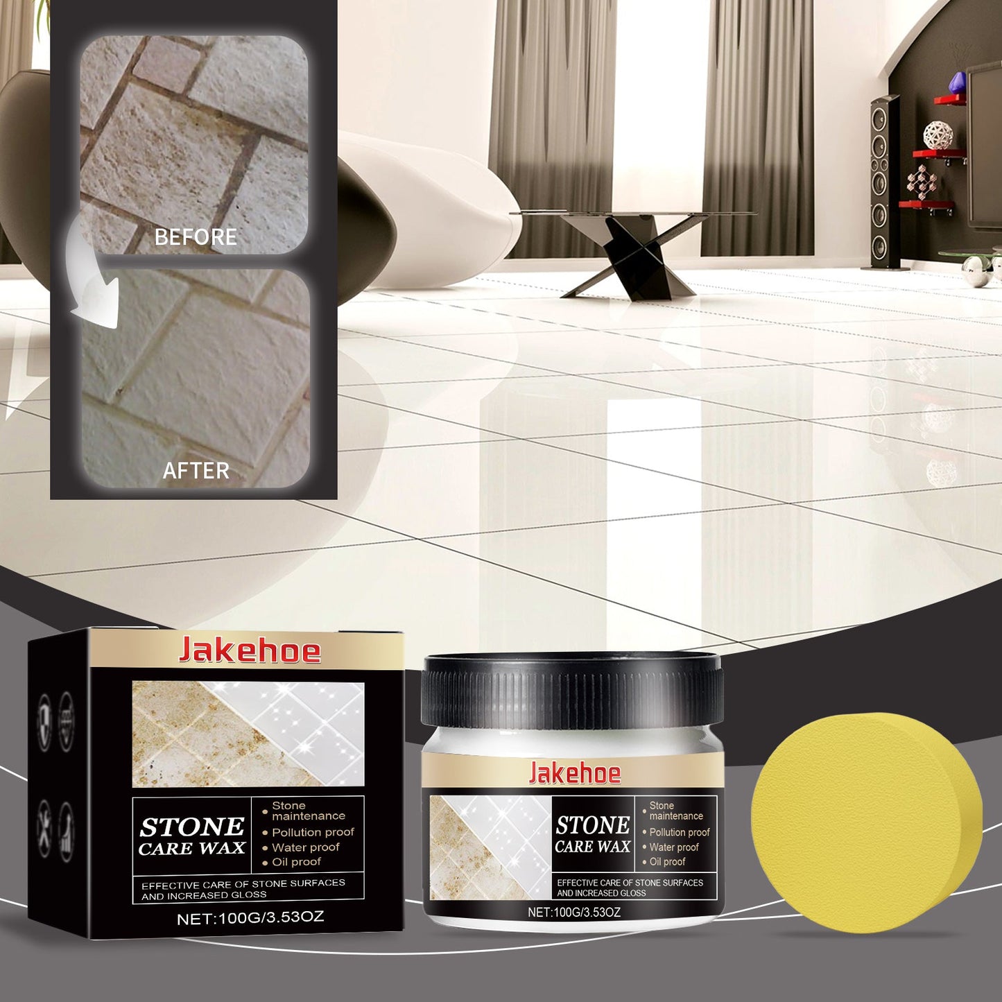 Cera Premium para el Cuidado de Piedras para Mantenimiento de Muebles y Azulejos
