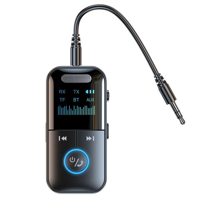 Bluetooth 5.4 Receiver Transmitter 3.5mm AUX Audio Receiver Support TF Card Wireless Audio Adapter With Mic LED Digital Display - Korvel