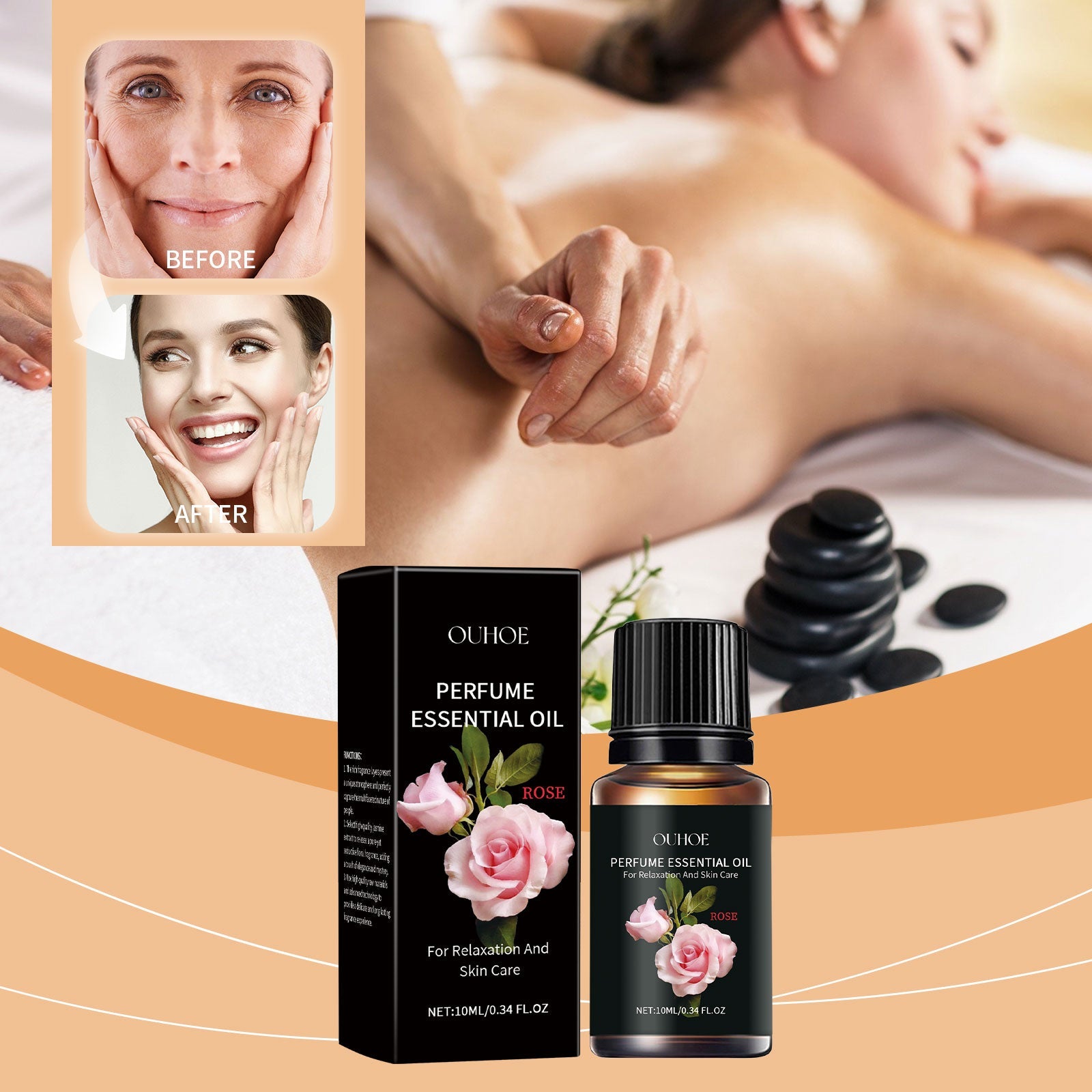 Rose Massage Essential Oil, Shoulder And Neck Comfort Nourishing Moisturizing Body Massage Treatment Rose Essential Oil - Korvel