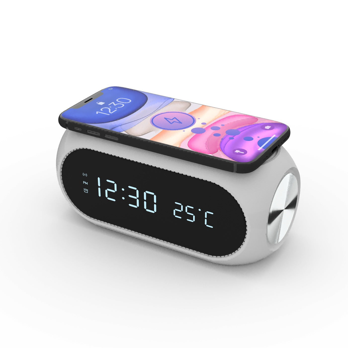 15W Wireless Charging Clock with Alarm and Thermometer