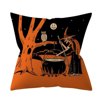 Trick or treat/pumpkin Cushion Cover 45*45cm Happy Halloween Throw Pillow Cover Happy Fall Y'all ghosts Horror Pillowcase - Korvel
