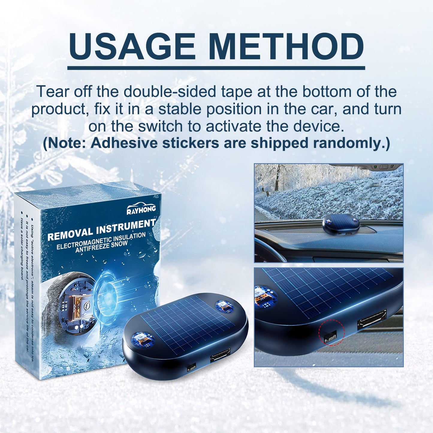 Portable Anti-Freeze Snow Removal Device for Windshields