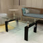 Modern Rectangle Black Glass Coffee Table for Living Room