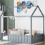 Cadre de lit en bois de taille twin avec clôture pour enfants - Gris