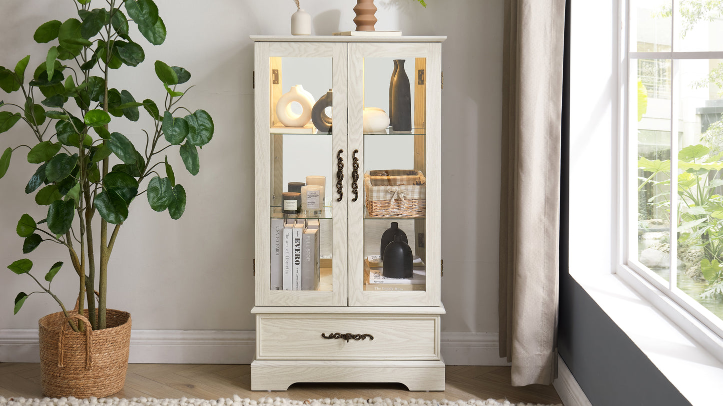 Elegant Lighted Curio Display Cabinet with Adjustable Shelves